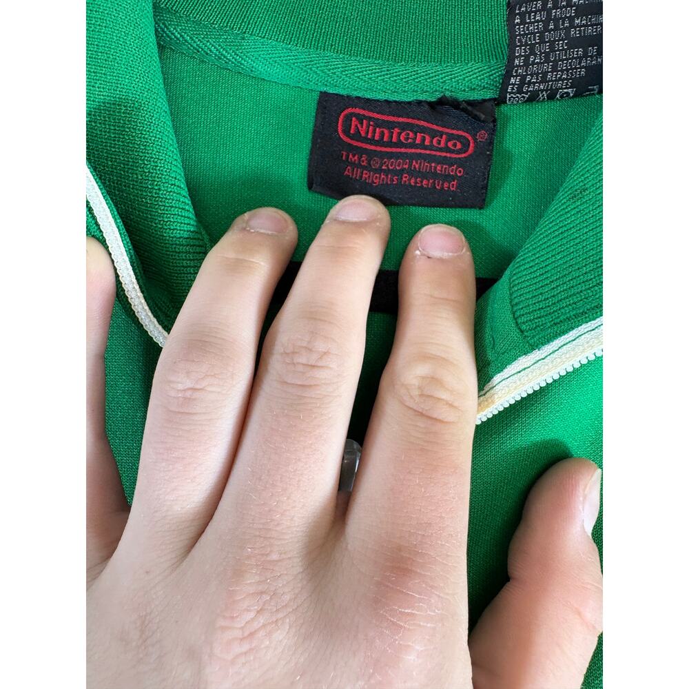 VINTAGE Y2K Nintendo Mushroom Power Track Jacket Men Medium Green Full Zip Mario - Picture 8 of 10